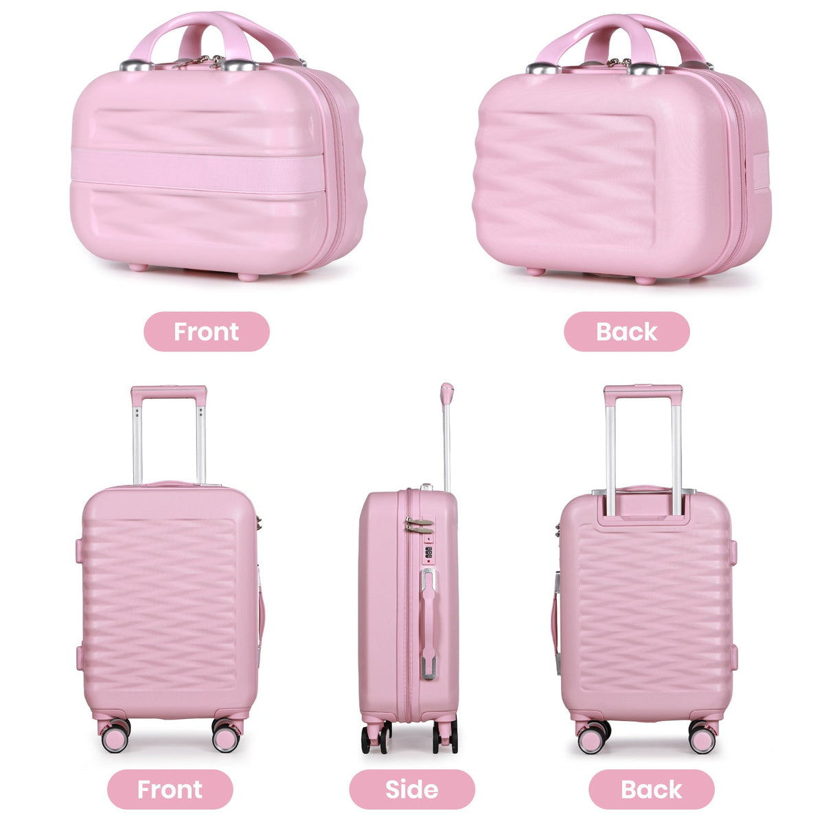 Tavoxda 20 Inch Cabin Case with Beauty Case Pink