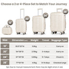 Tavoxda Lightweight Hard Shell Travel Suitcase Sets of 4 White