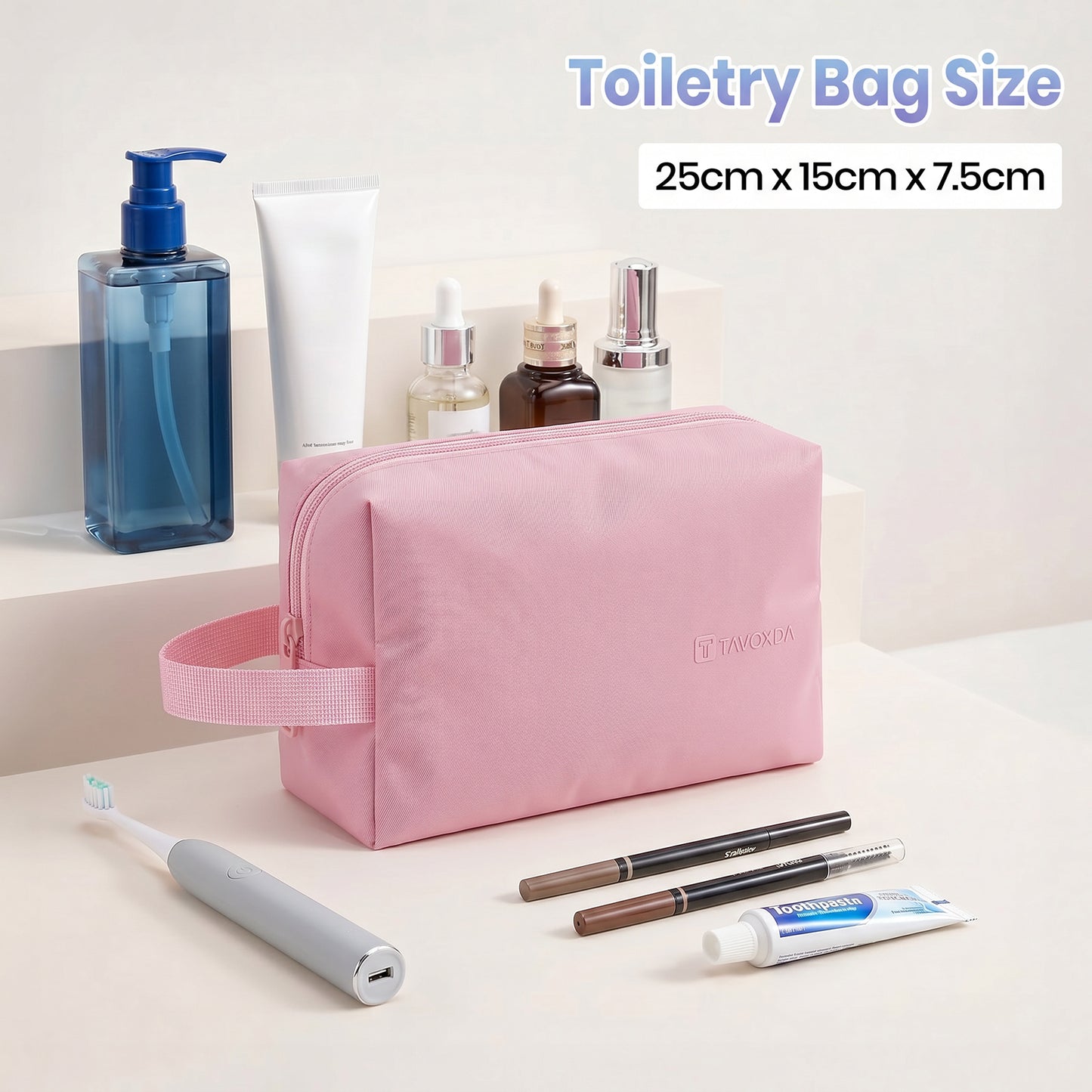 Lightweight Laptop Backpack with Toiletry Bag Pink
