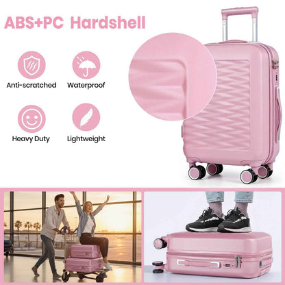 Tavoxda Lightweight Hard Shell Travel Suitcase Sets of 4 Pink
