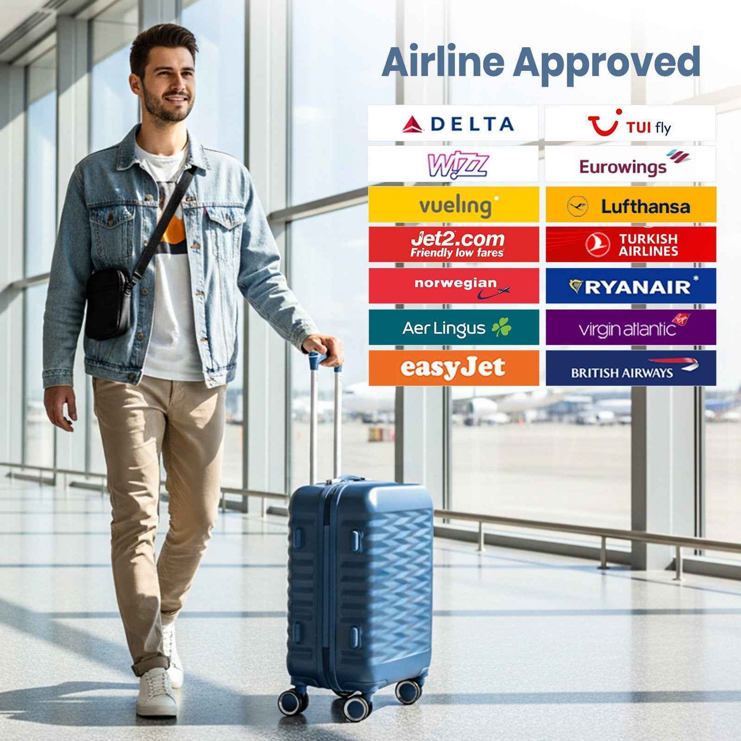 Tavoxda Lightweight Hard Shell Travel Suitcase Sets of 4 Blue