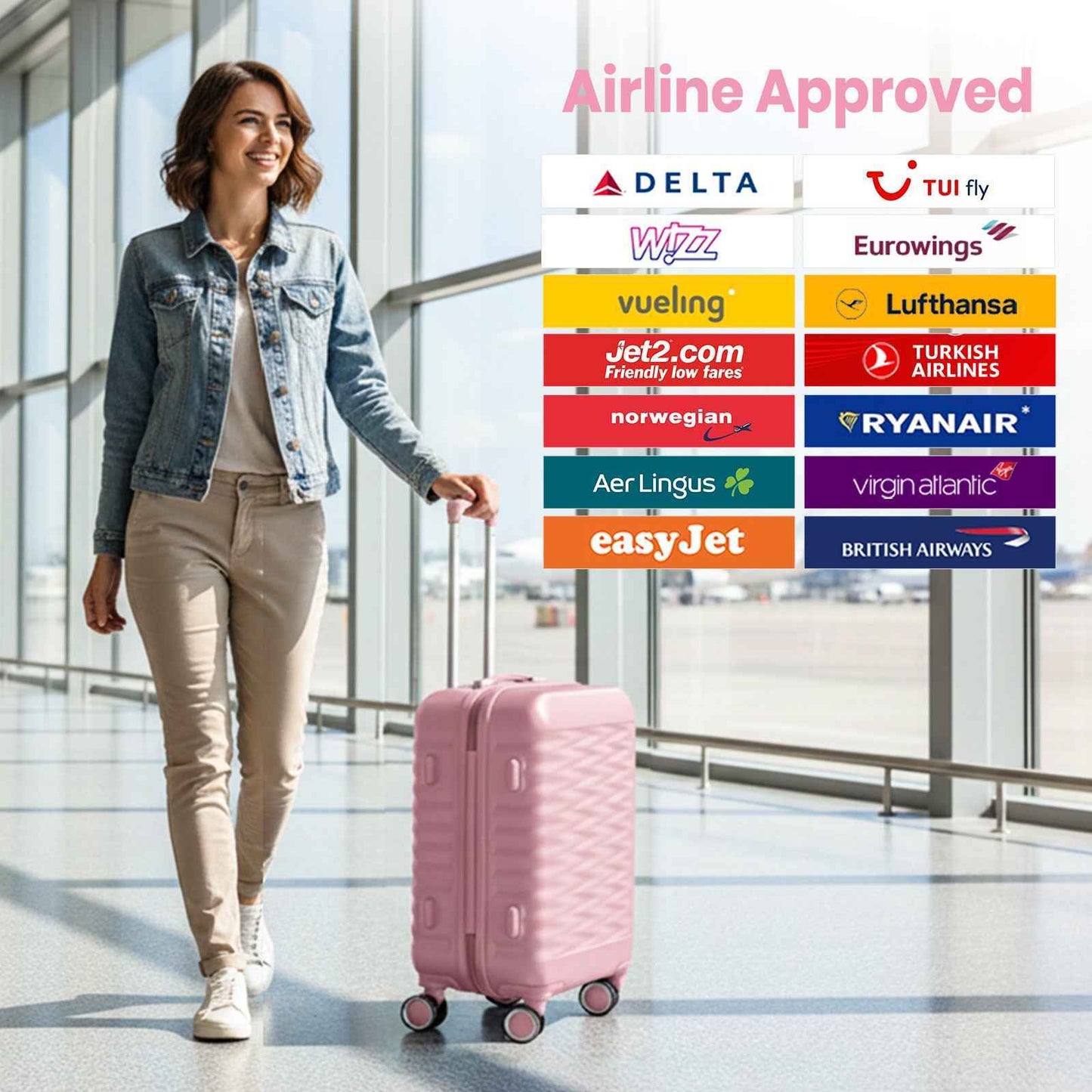 Tavoxda Lightweight Hard Shell Travel Suitcase Sets of 4 Pink