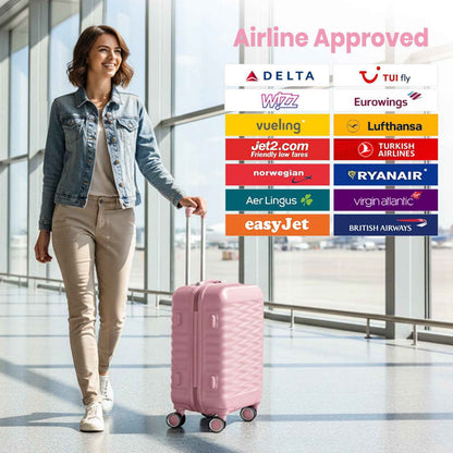 Tavoxda Lightweight Hard Shell Travel Suitcase Sets of 4 Pink