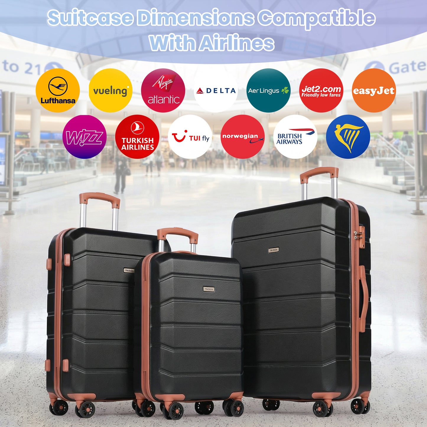 Lightweight Luggage Set with Travel Backpack