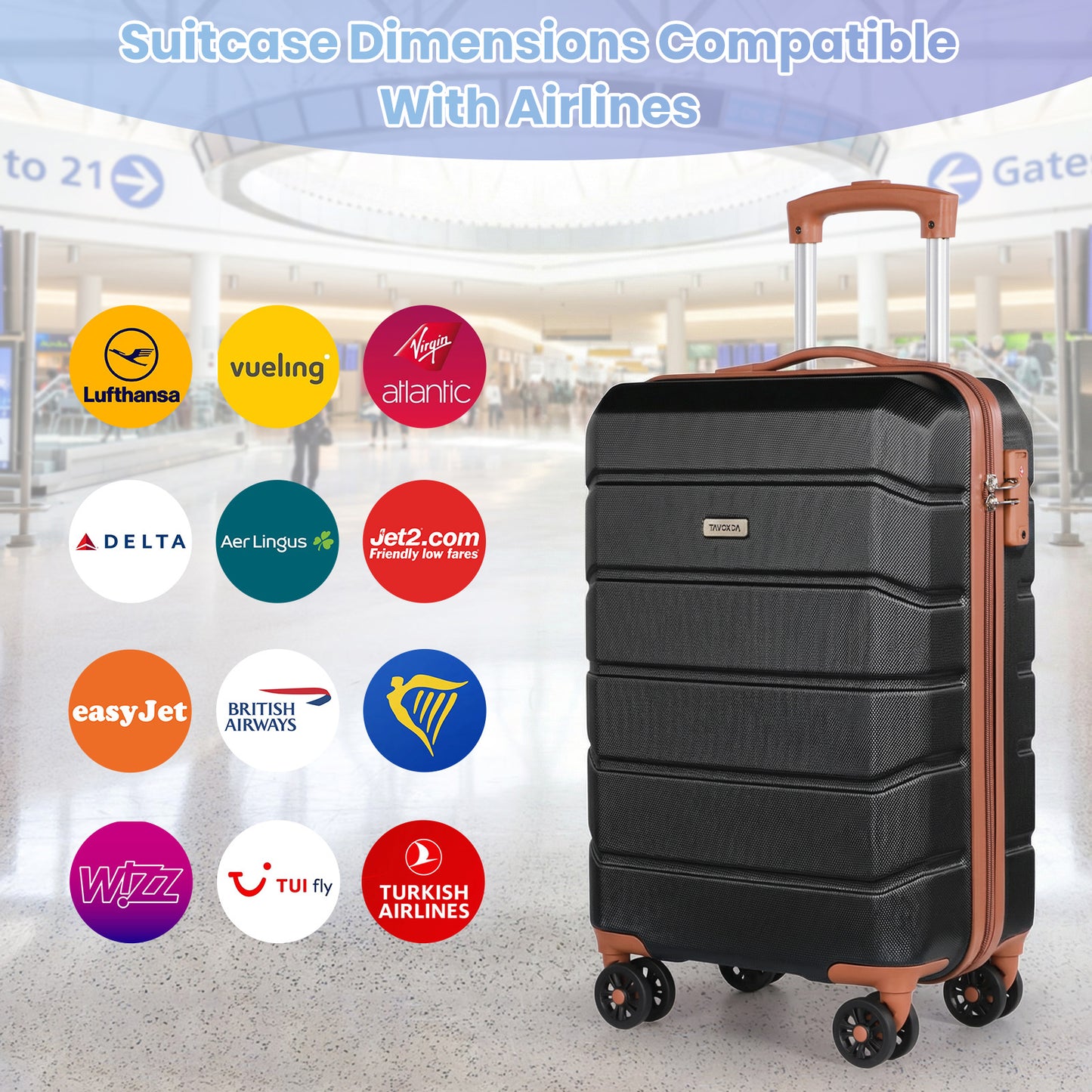 Lightweight Cabin Suitcase with Travel Backpack Set