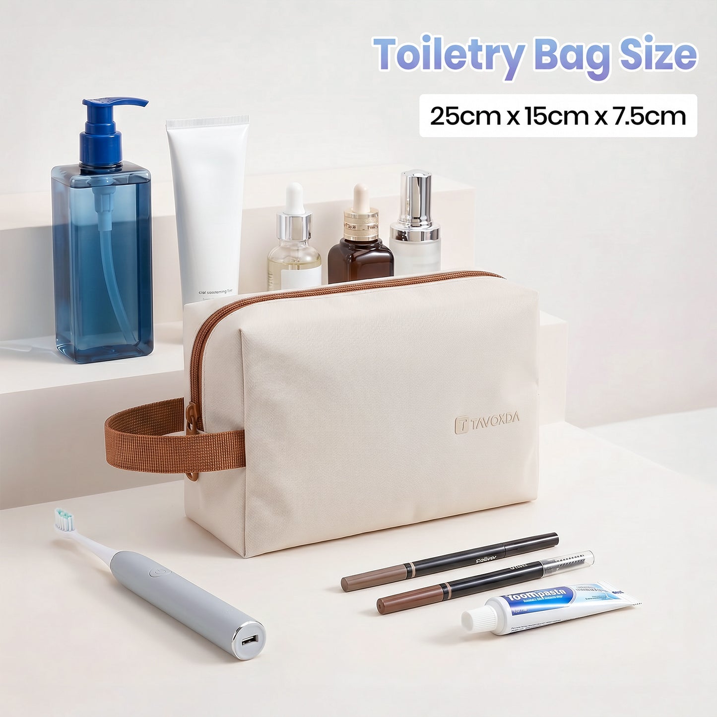 Lightweight Laptop Backpack with Toiletry Bag Cream