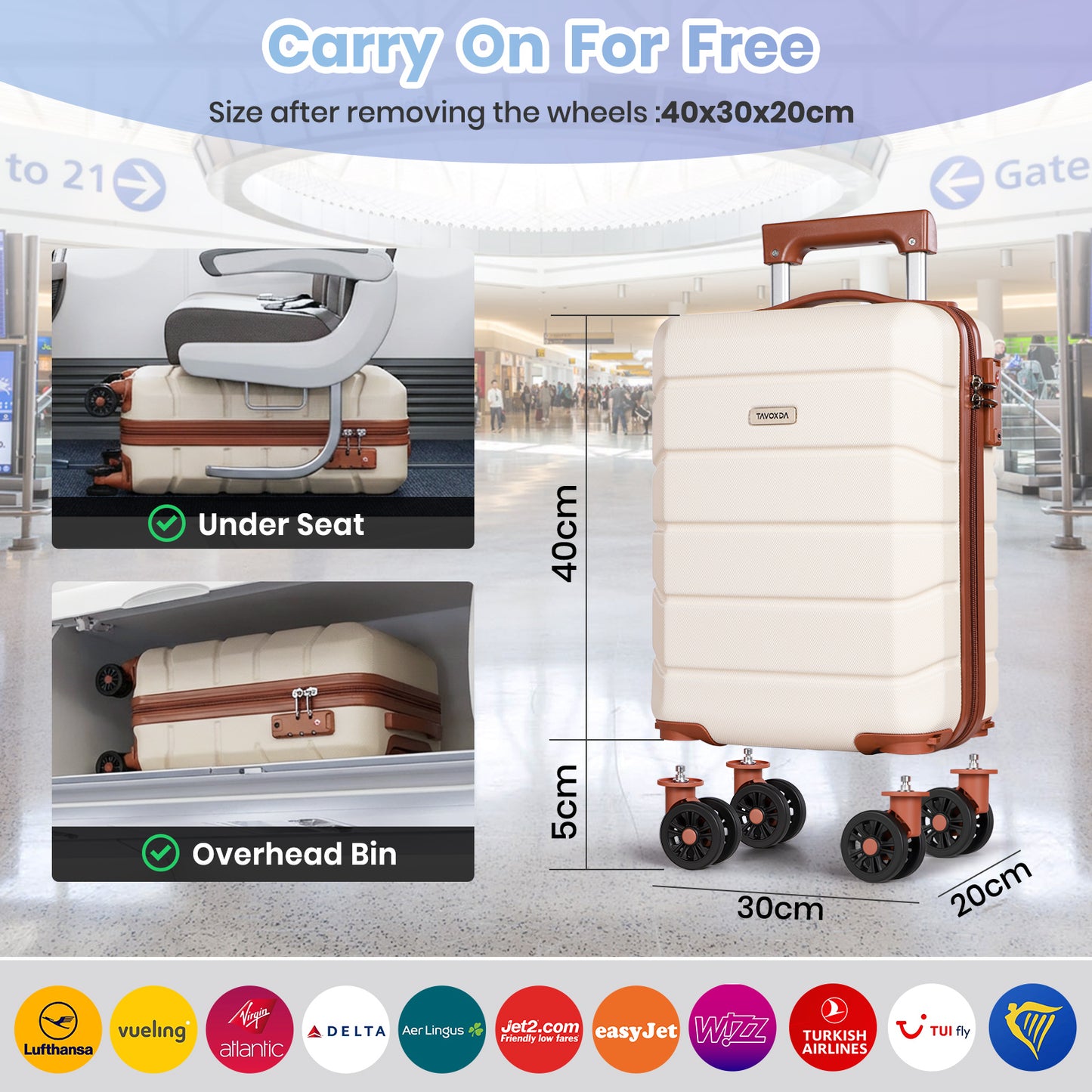 16 Inch Small Cabin Suitcase with Removable Wheels