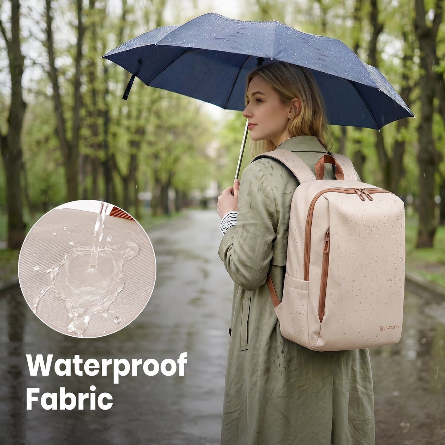 Lightweight Laptop Backpack with Toiletry Bag Cream