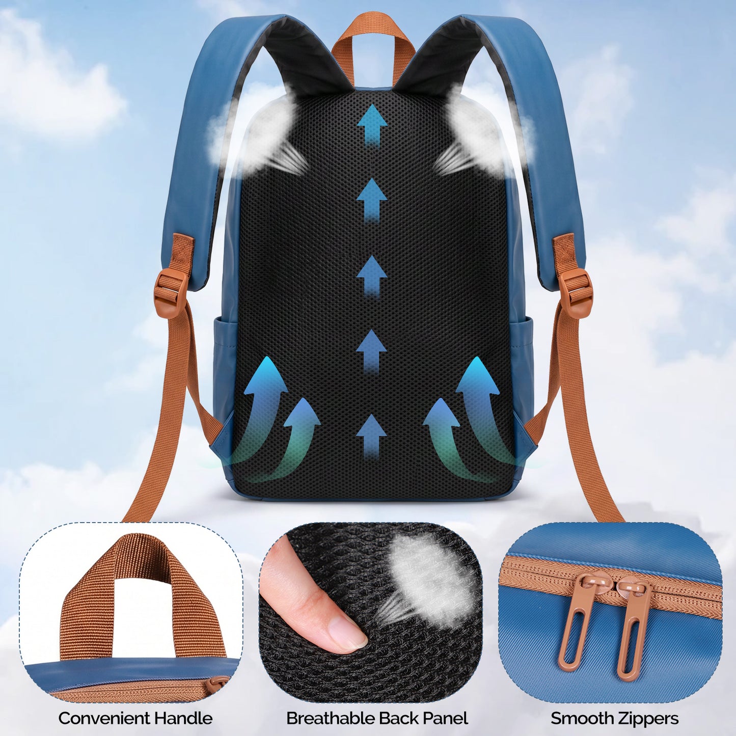 Lightweight Laptop Backpack with Toiletry Bag Blue