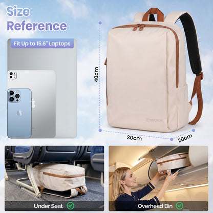 Lightweight Laptop Backpack with Toiletry Bag Cream