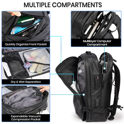 Travel Backpack with Charging Port and Pump