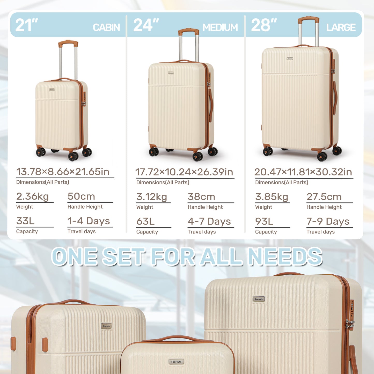 Searoute Large Suitcase Cream
