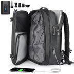 Expandable Vacuum Travel Backpack with Pump Black