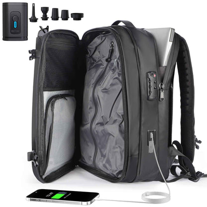 Expandable Vacuum Travel Backpack with Pump Black