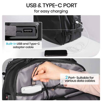 Expandable Vacuum Travel Backpack with Pump Black