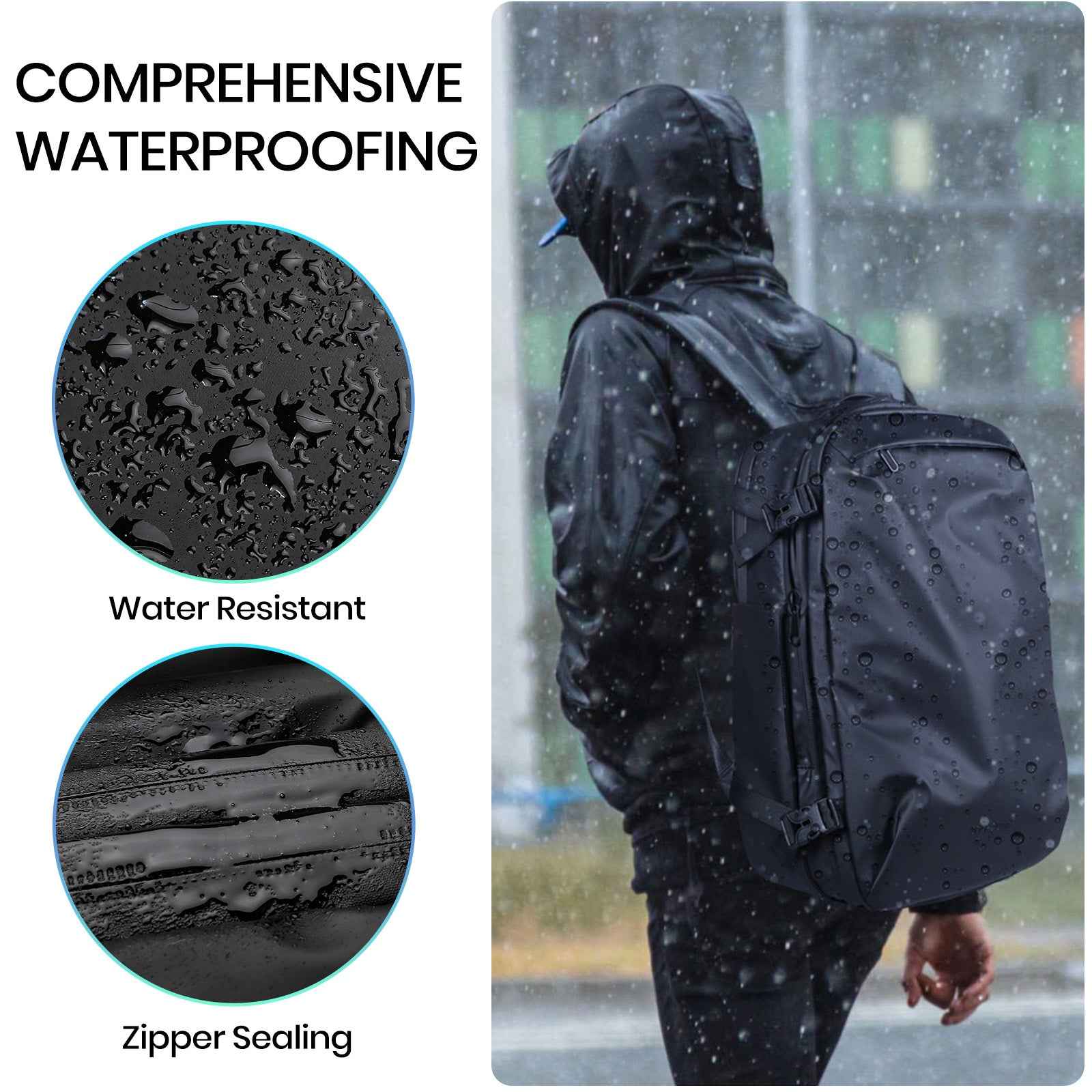 Expandable Vacuum Travel Backpack with Pump Black