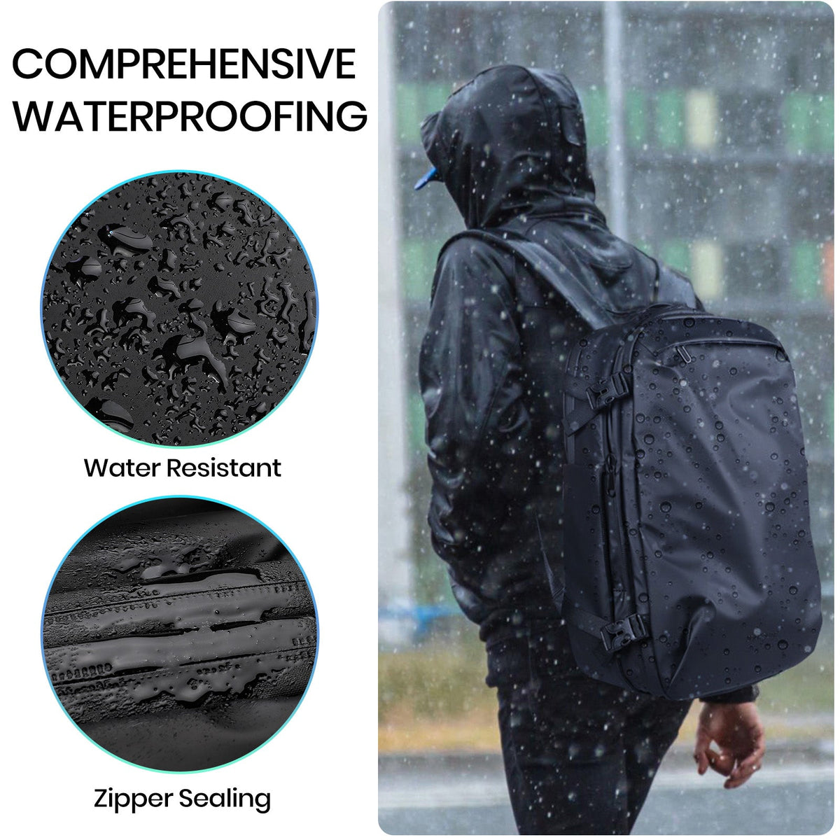 Expandable Vacuum Travel Backpack with Pump Black