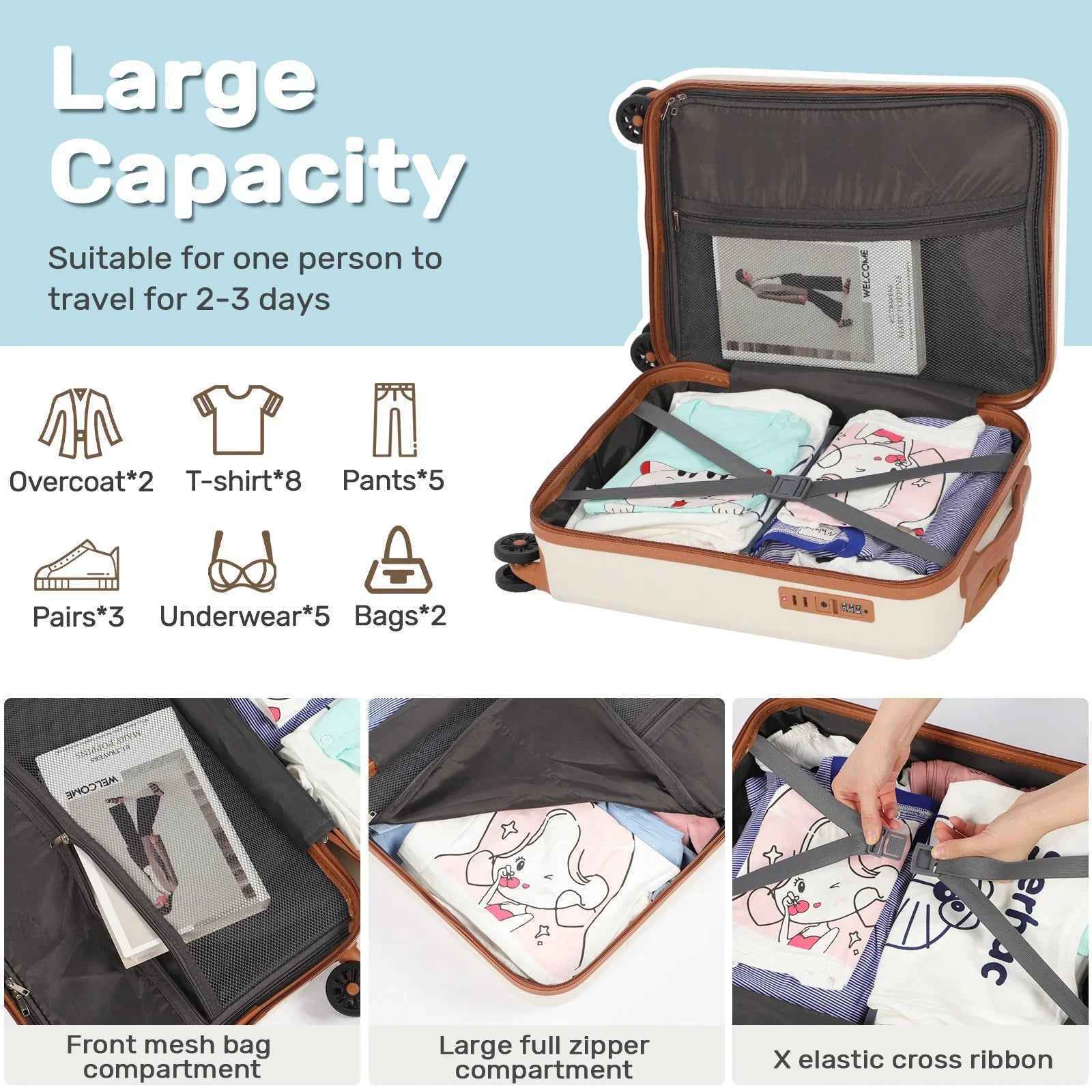 Hard Shell Lightweight Luggage Sets 2 (21 inch & 24 inch)