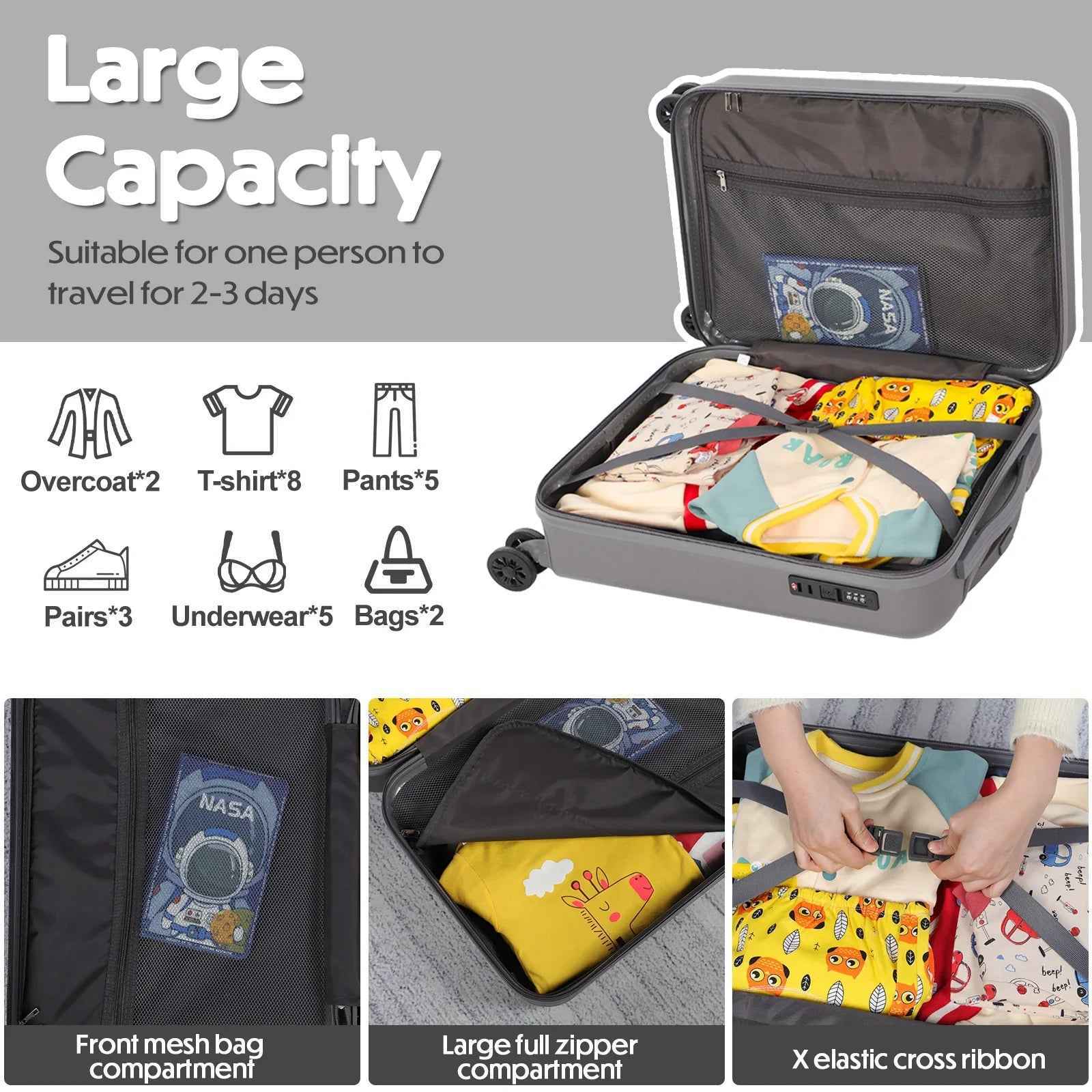 Lightweight Hand Luggage Grey