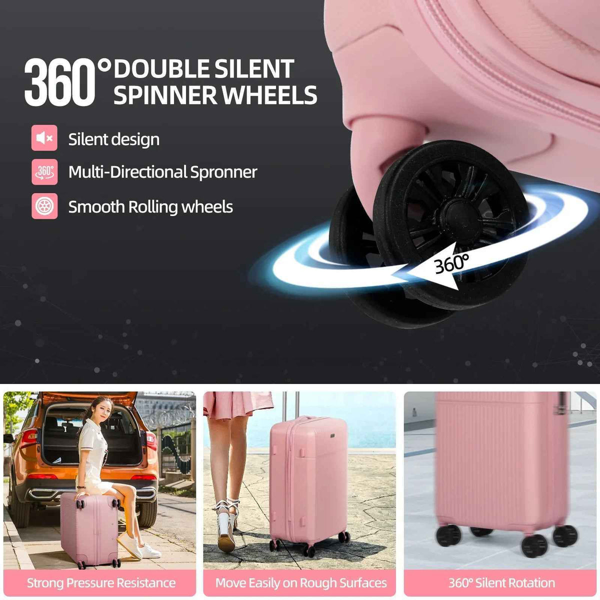 Tavoxda 28 Inch Suitcase Pink