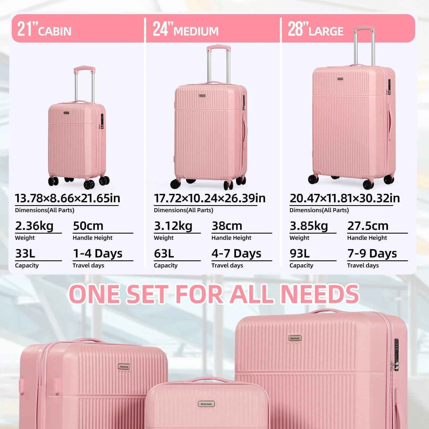 Hard Shell Luggage Sets 2 Pink (21 inch & 28 inch)