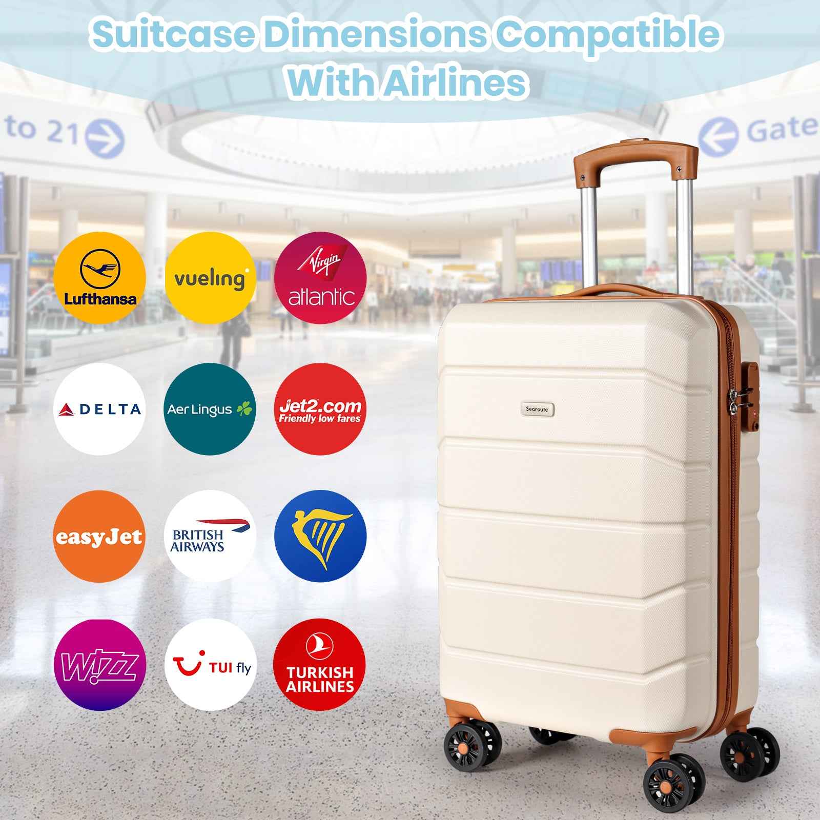 Lightweight Cabin Luggage Set Cream