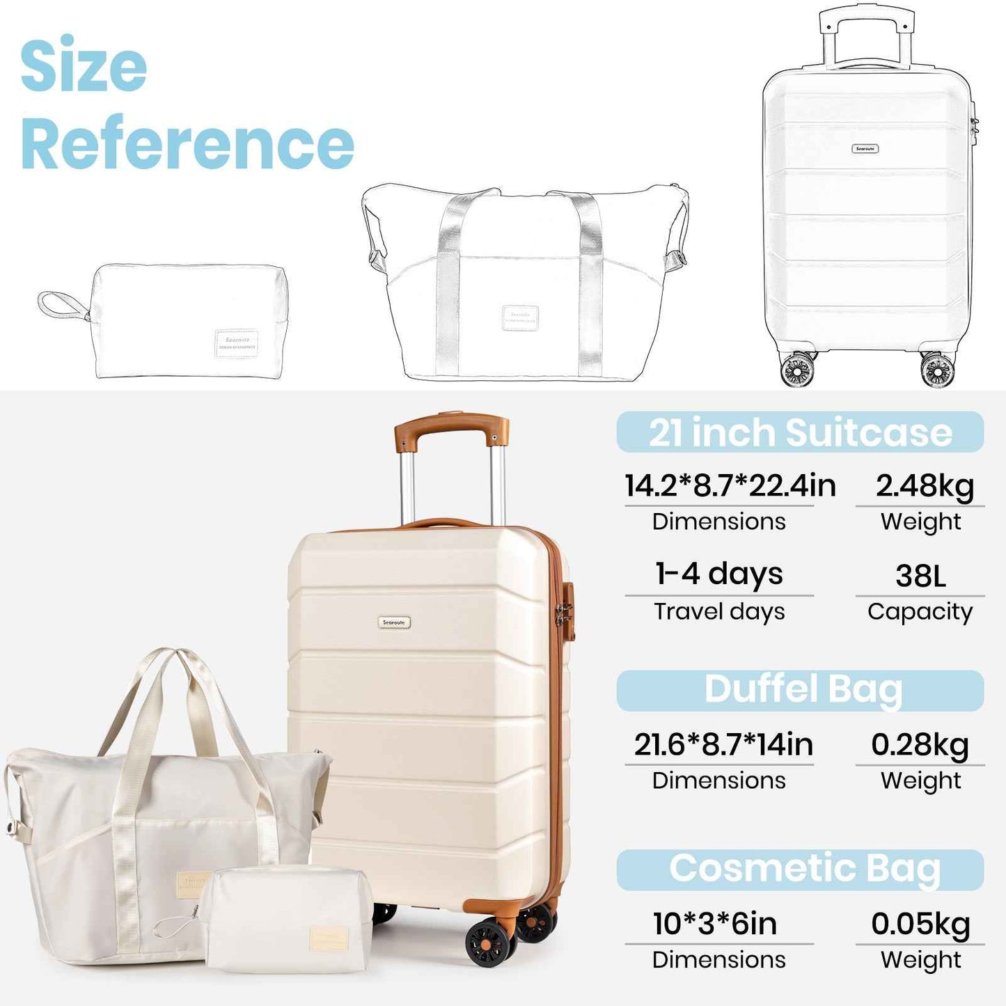 Lightweight Cabin Luggage Set Cream
