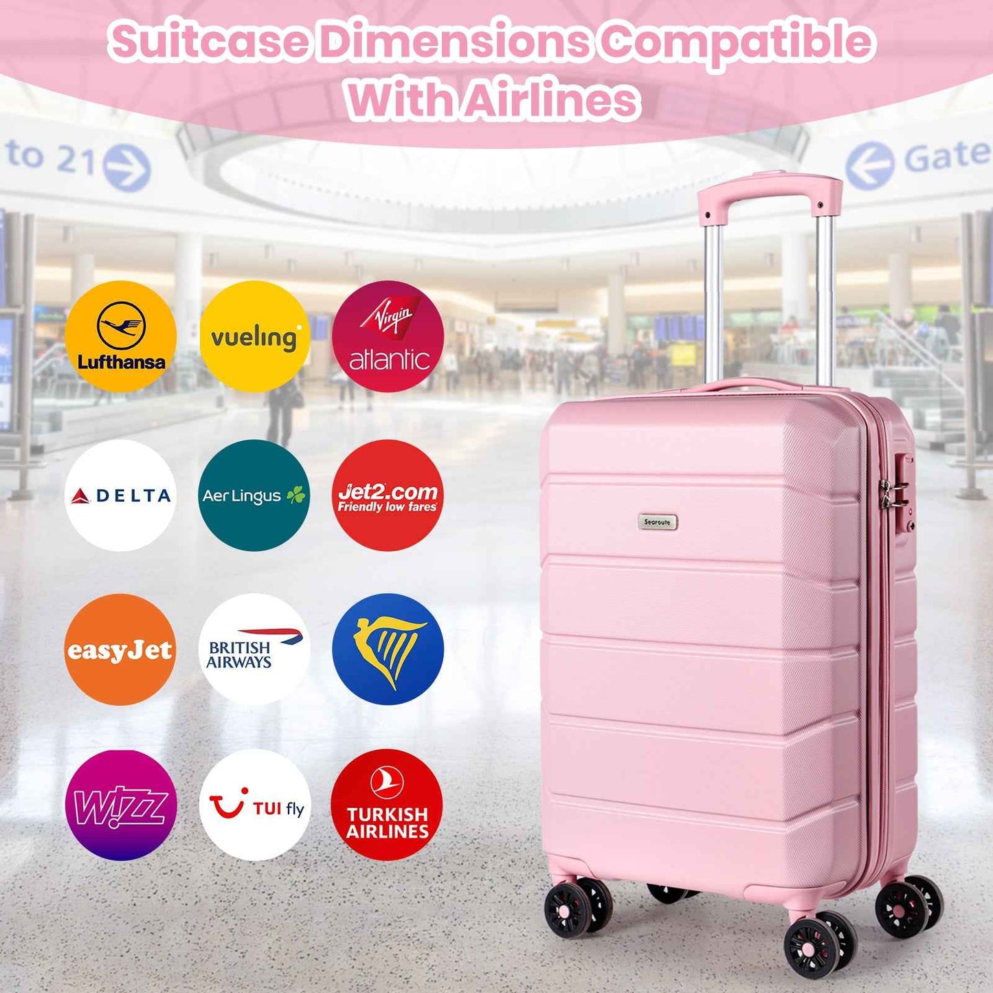 Lightweight Cabin Luggage Set Pink