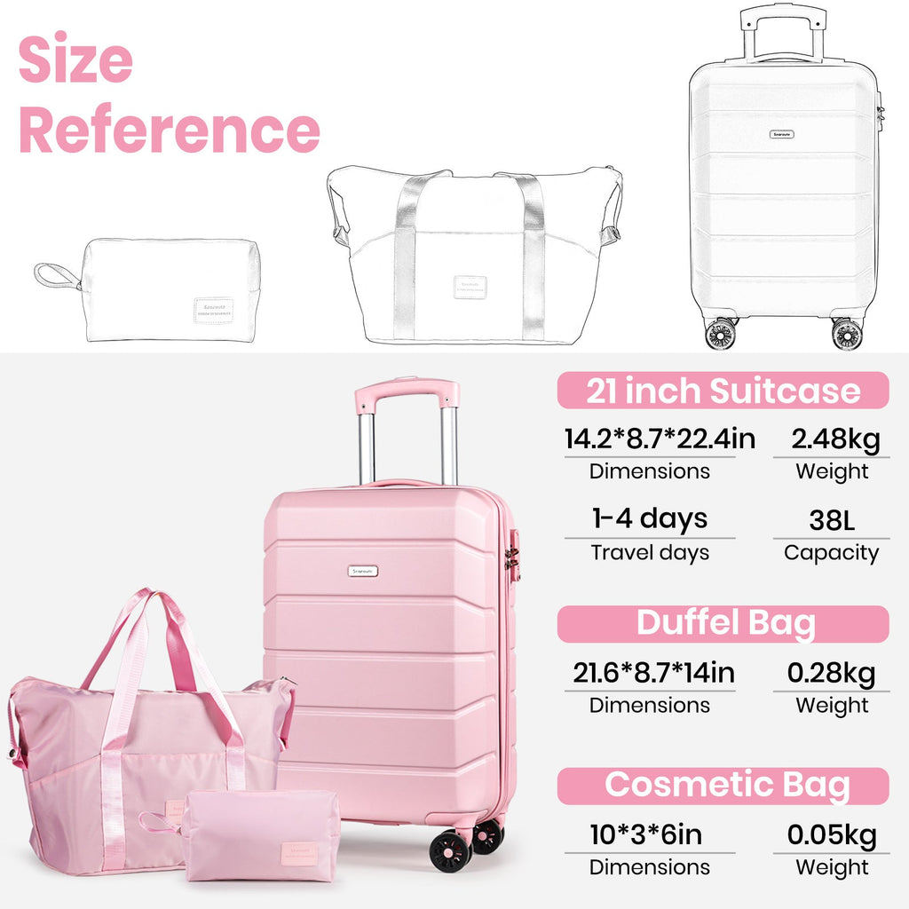 Lightweight Cabin Luggage Set Pink