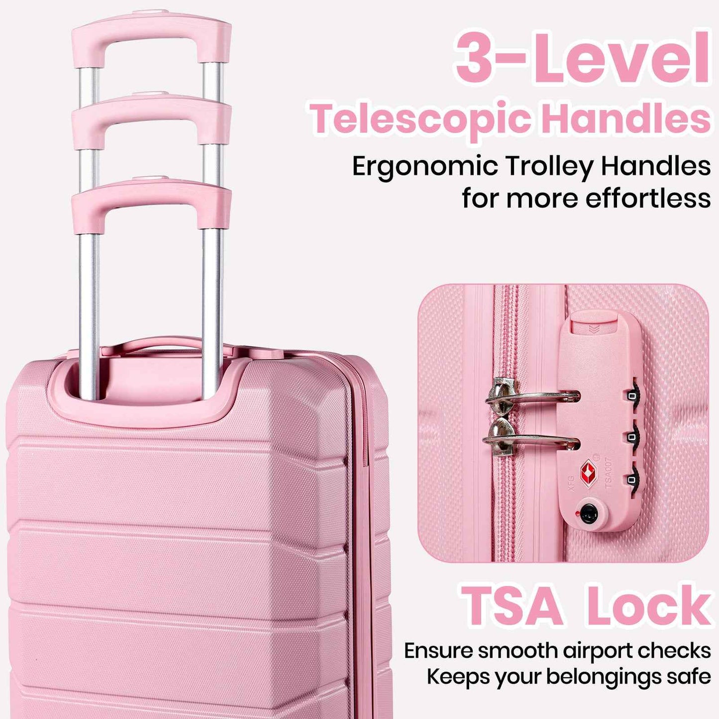 Lightweight Cabin Luggage Set Pink