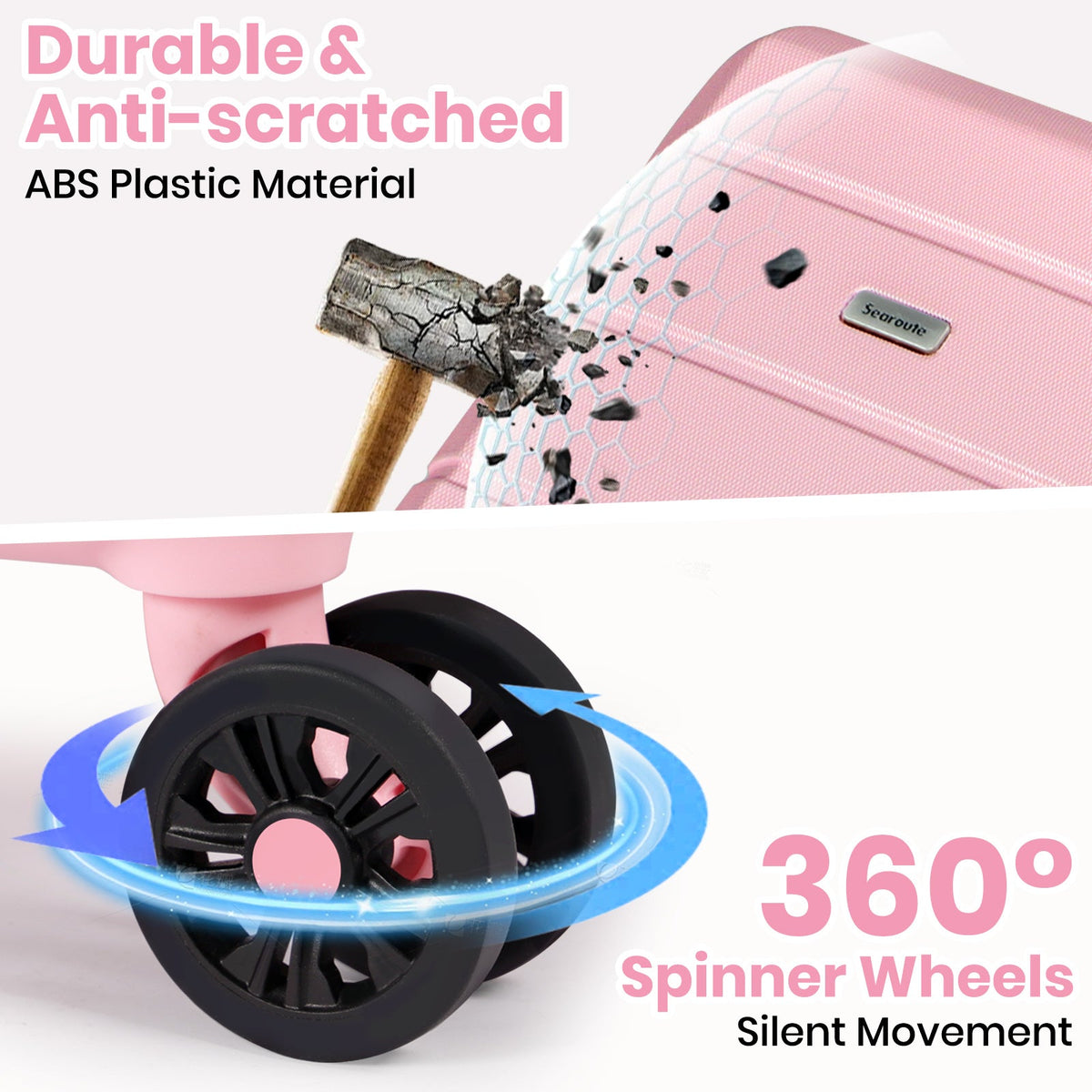 Lightweight Cabin Luggage Set Pink