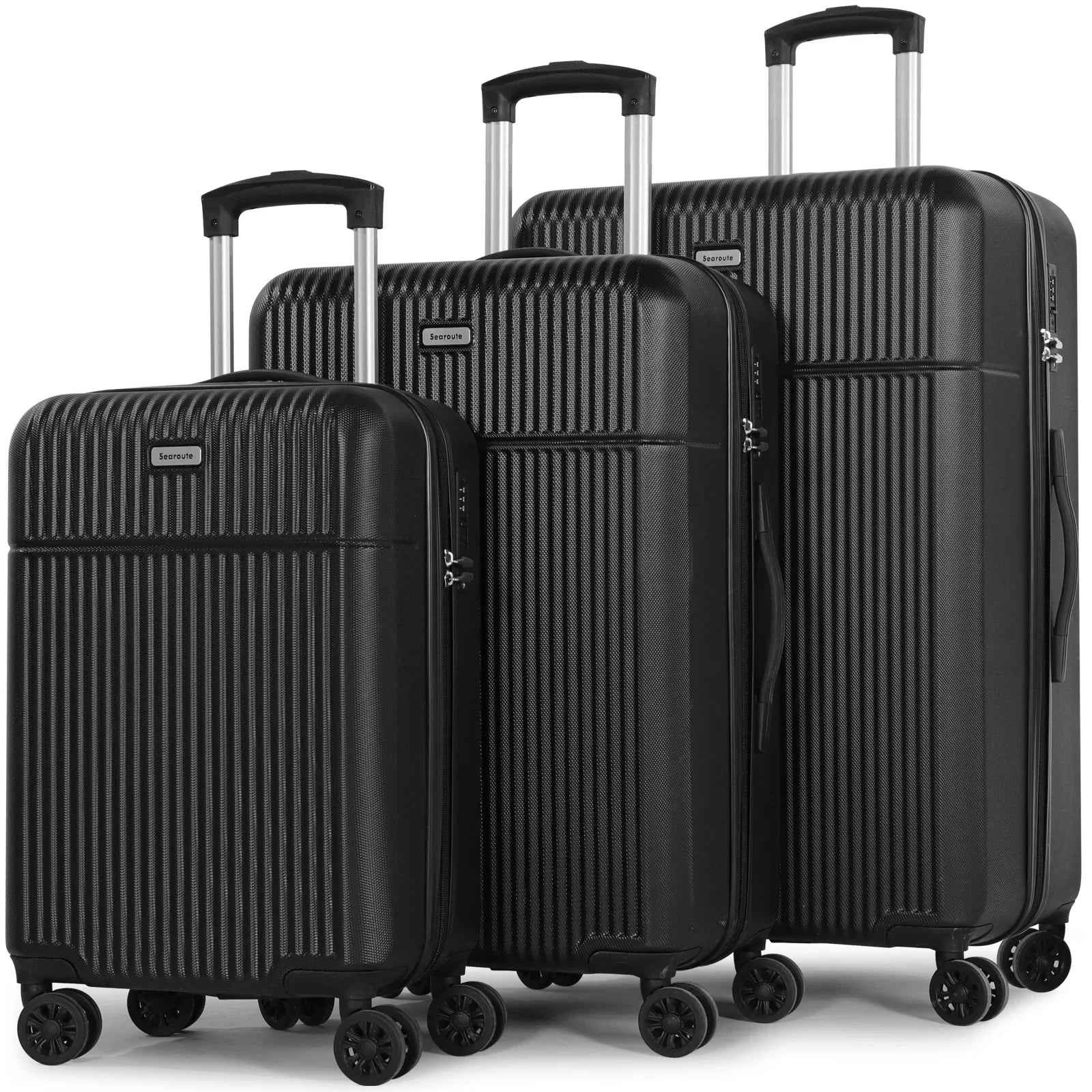 Hard Shell Travel Suitcase Sets 3 Black