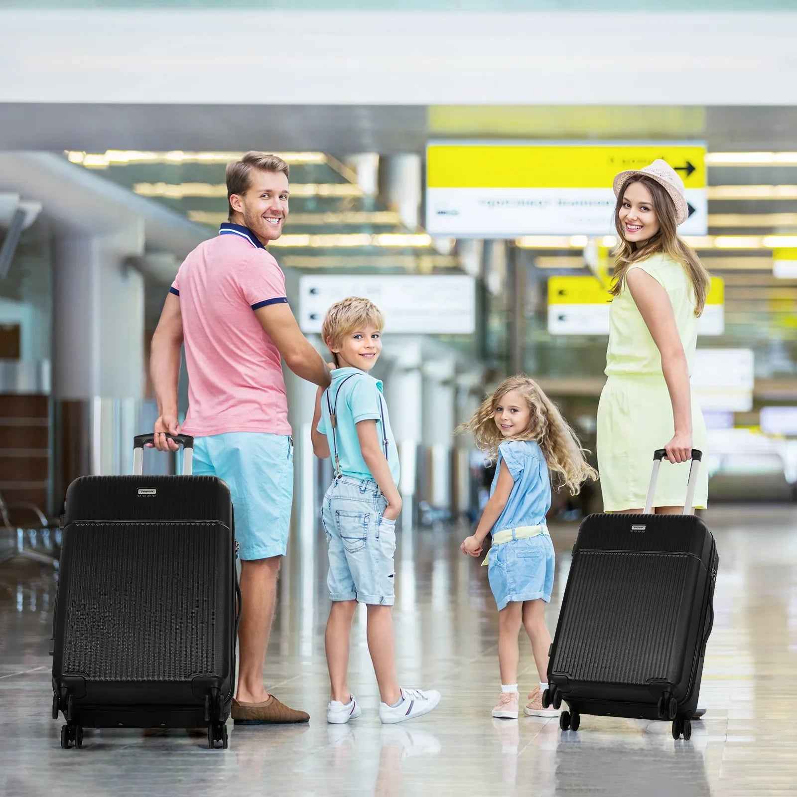 Hard Shell Travel Suitcase Sets 3 Black