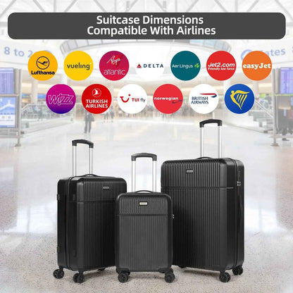 Hard Shell Travel Suitcase Sets 3 Black