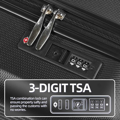 Hard Shell Travel Suitcase Sets 3 Black