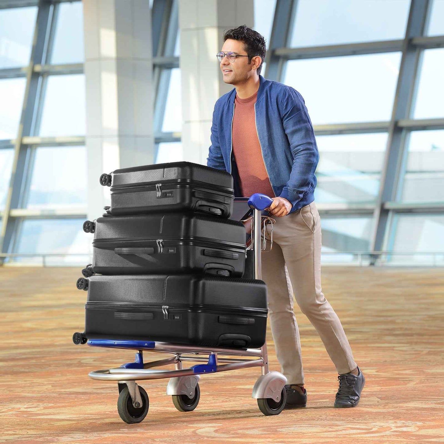 Hard Shell Travel Suitcase Sets 3 Black