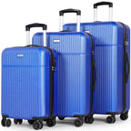Hard Shell Travel Suitcase Sets 3 Blue