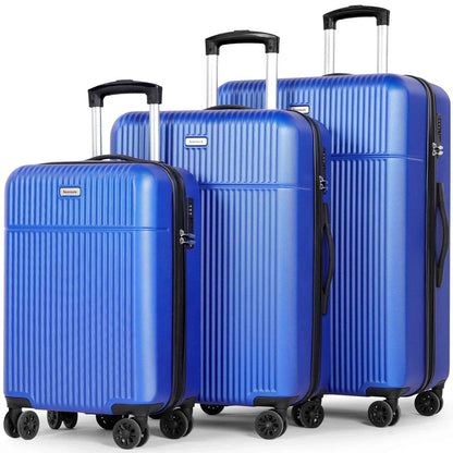 Hard Shell Travel Suitcase Sets 3 Blue