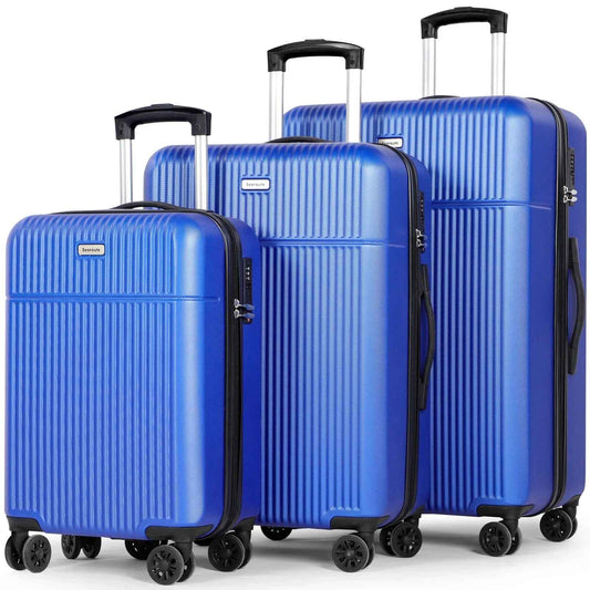Hard Shell Travel Suitcase Sets 3 Blue