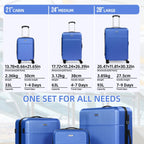 Hard Shell Travel Suitcase Sets 3 Blue