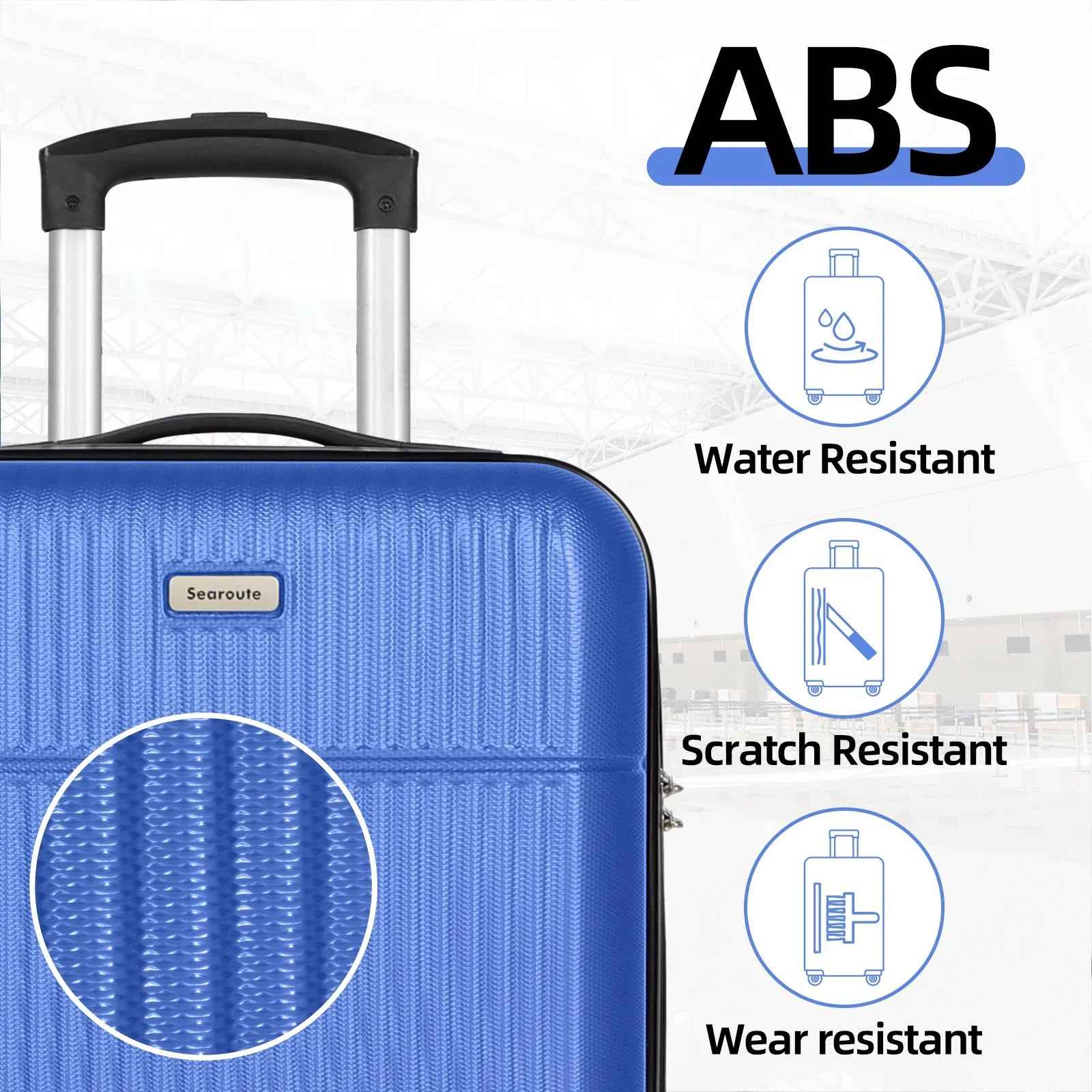 Hard Shell Travel Suitcase Sets 3 Blue