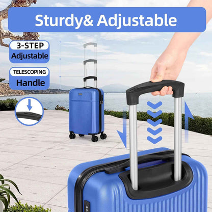 Hard Shell Travel Suitcase Sets 3 Blue