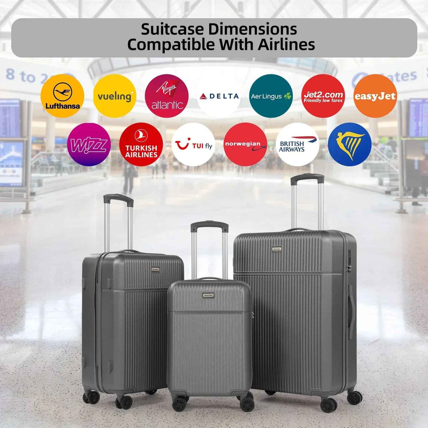 Hard Shell Travel Suitcase Sets 3 Grey