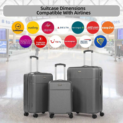 Hard Shell Travel Suitcase Sets 3 Grey