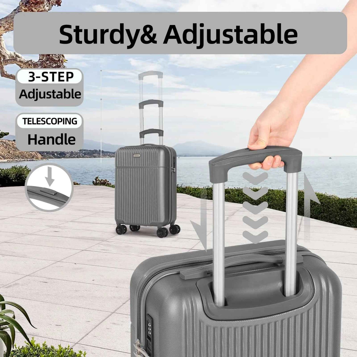 Hard Shell Travel Suitcase Sets 3 Grey