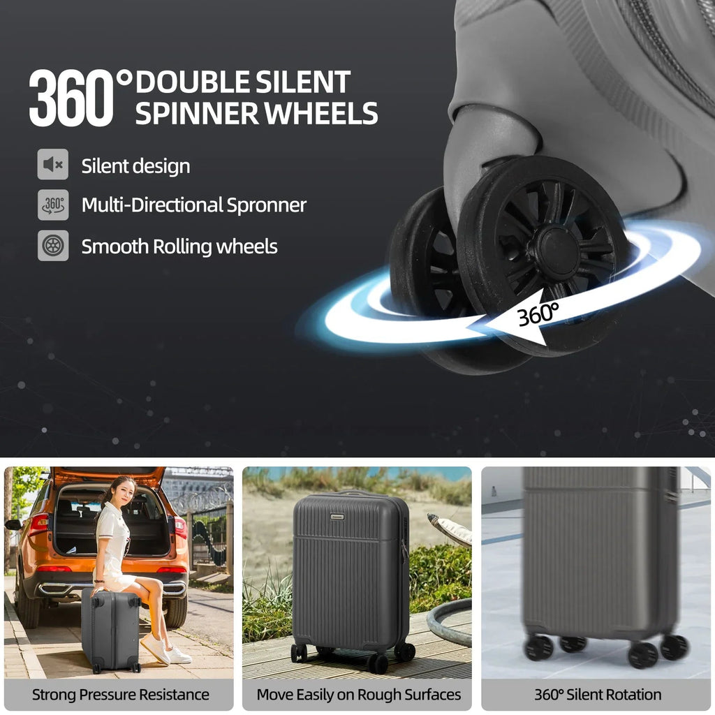 Hard Shell Travel Suitcase Sets 3 Grey
