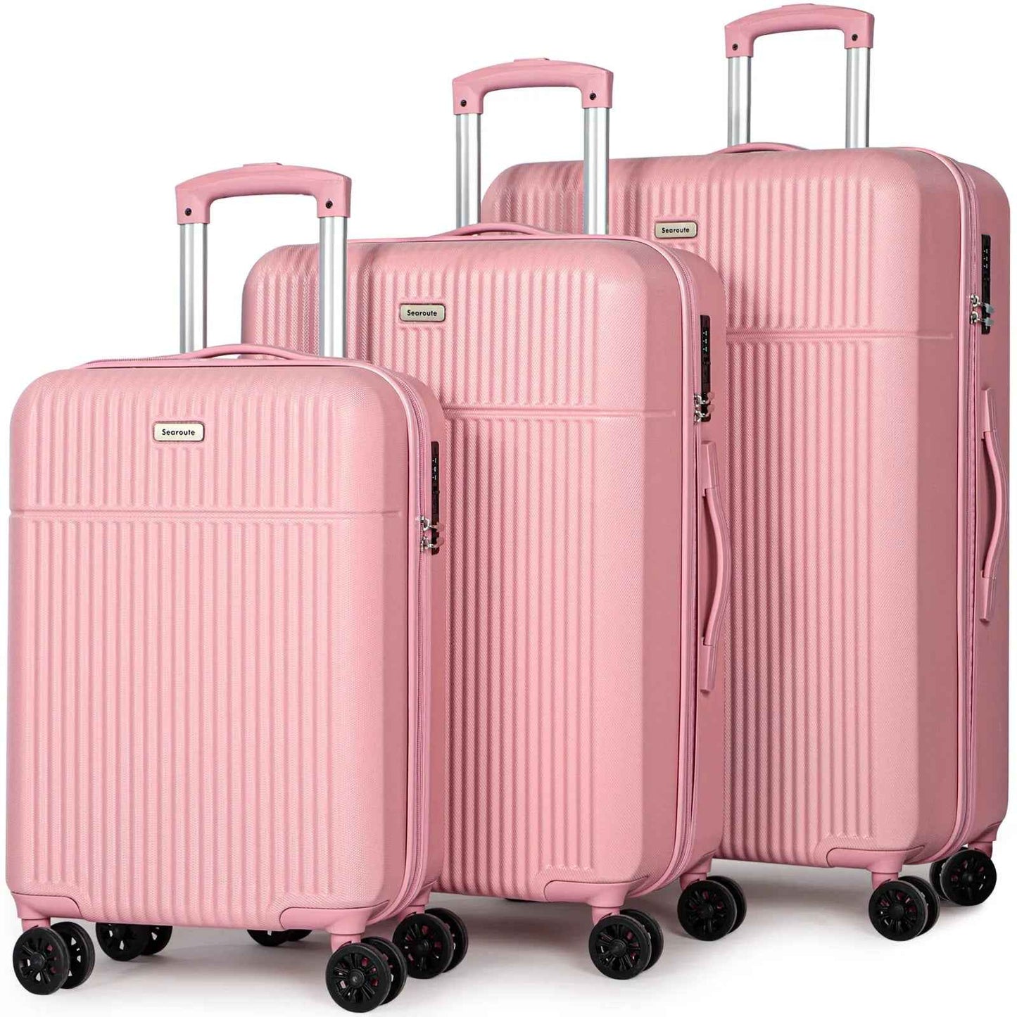 Hard Shell Travel Suitcase Sets 3 Pink