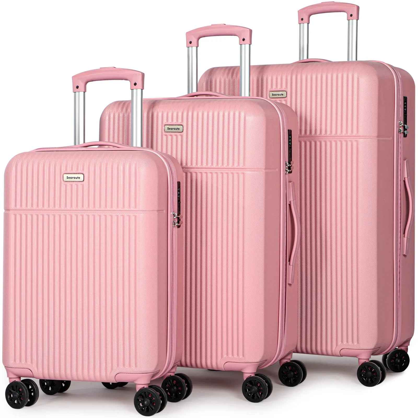 Hard Shell Travel Suitcase Sets 3 Pink