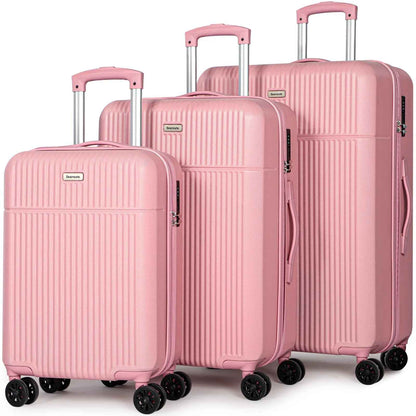 Hard Shell Travel Suitcase Sets 3 Pink