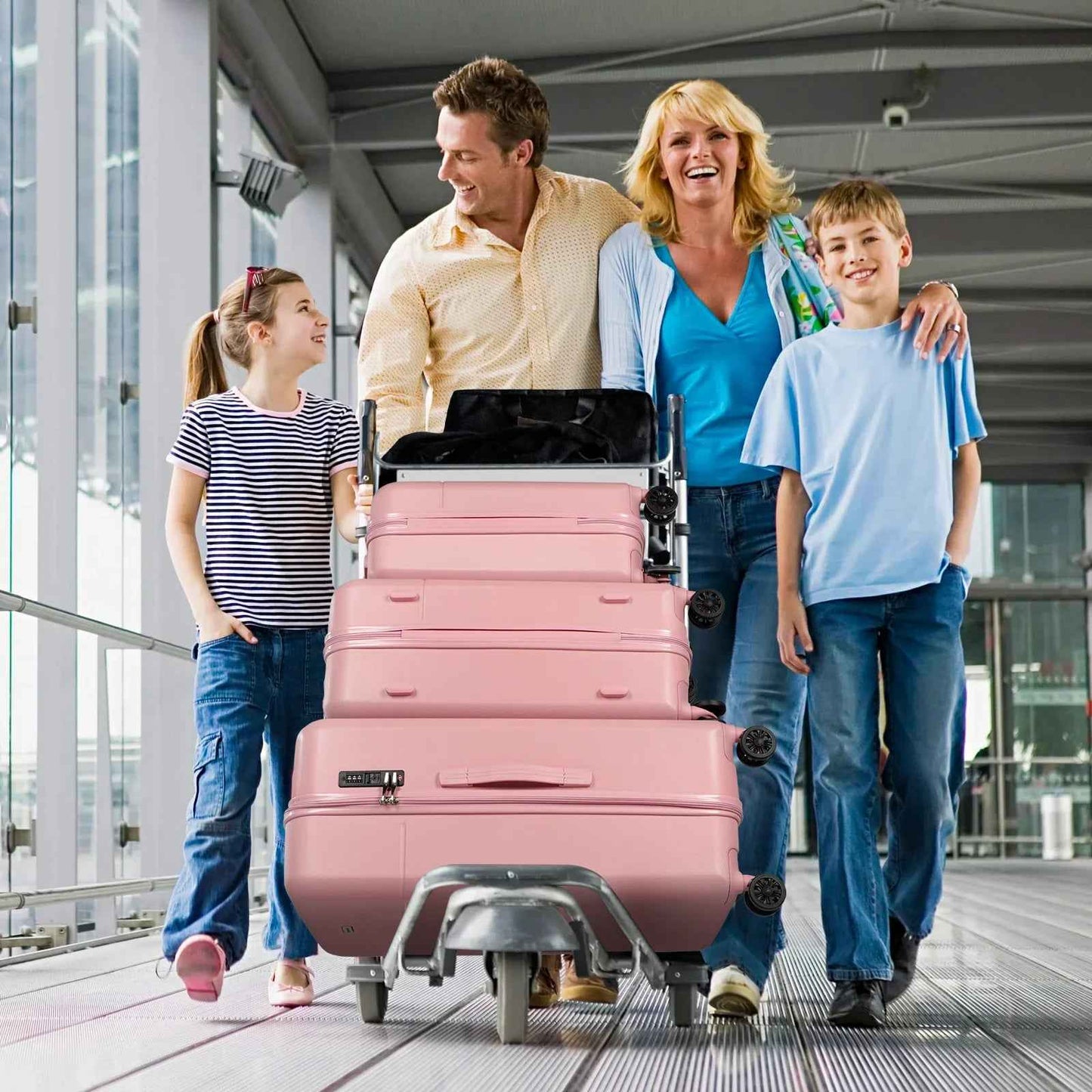 Hard Shell Lightweight Luggage Sets 2 Pink (21 inch & 24 inch)